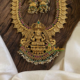 Gold Look Alike Antique Temple Haram - Lakshmi Haram with Mogappu -G10488